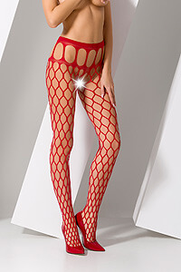 Passion Stockings S021 (Red), sexy open pantyhose