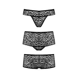 Underneath Lexi Panties Set 3pcs (Black), cheetah print panties set