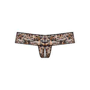 Underneath Gigi Crotchless Thong (Black), leopard thong with open crotch