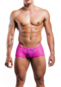 MOB Rose Lace Boy Shorts (Pink), men's lace shorts