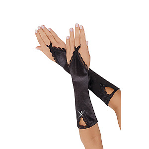 SoftLine Collection Gloves (Black), satin long gloves