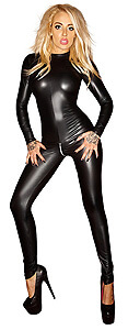 NOIR Wetlook Jumpsuit (Black), wet style overall S