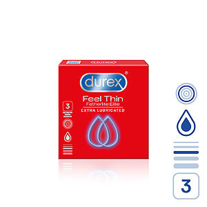 Durex Feel Thin Extra Lubricated (3pcs), thin condoms