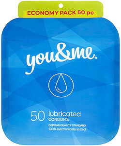 You & Me Lubricated 50pcs - standard lubricated condoms