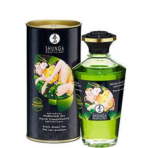 Erotický hřejivý olej Shunga Aphrodisiac Warming Oil Green Tea 100 ml