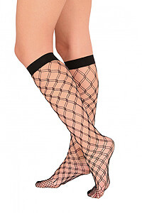 Patterned self-supporting knee socks Passion CADANIA black