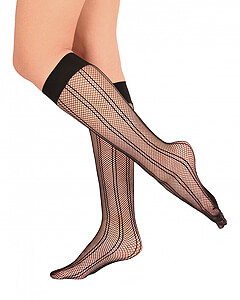 Patterned self-supporting knee socks Passion PRESTIO black