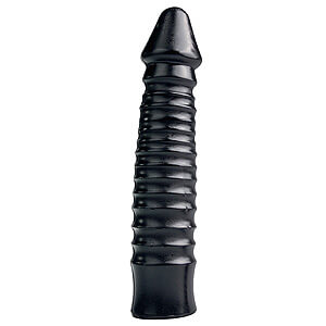 All Black Large Dildo with Ribbed Shaft 26 cm, intensive ribbed plug with a diameter of 6 cm