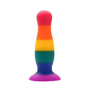 Rainbow pride anal plug COLORFUL LOVE large silicone 14.5x4 cm