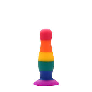 Rainbow pride anal plug COLORFUL LOVE small silicone 10.5x3 cm
