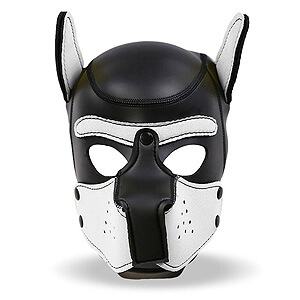 INTOYOU Neoprene Dog Mask (White / Black), fetish dog mask