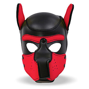 INTOYOU Neoprene Dog Mask (Red / Black), fetish dog mask