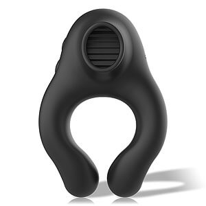 Black and Silver Cock Ring Vibe/Licking, cock ring with oral simulator