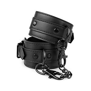 Bedroom Fantasies Faux Leather Handcuffs (Black)