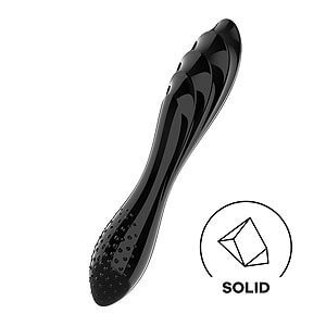 Satisfyer Dazzling Crystal (Black), double sided glass dildo