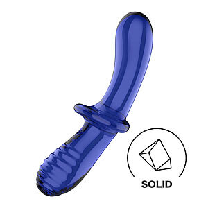 Satisfyer Double Crystal (Blue), double sided glass dildo