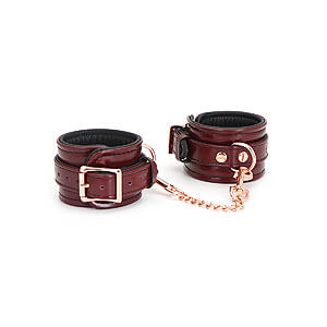 Liebe Seele Wine Red Handcuffs, bdsm leather handcuffs