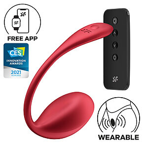 Satisfyer Shiny Petal APP (Red), vibrating vaginal egg