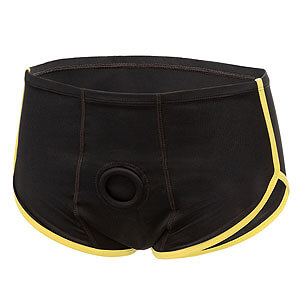 CalExotics Boundless Briefs (Black & Yellow), unisex boxer briefs with strapon hole