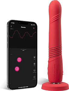 Lovense Gravity APP (Red), thrusting vibrator with suction cup