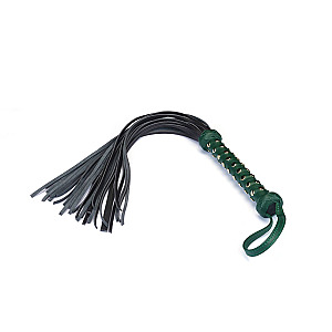 Liebe Seele Mossy Chic Heavy Leather Flogger with Studded Handle, luxury leather flogger
