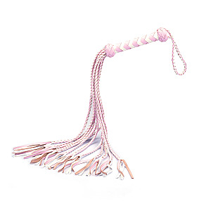 Liebe Seele Fairy Goat Leather Flogger Whip (White & Pink), leather flogger
