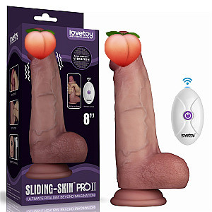 Lovetoy Sliding Skin Pro II 8" Vibrating Silicone Dong, realistic vibrating dildo