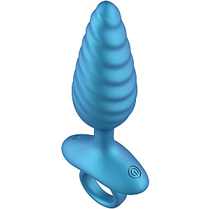 Playhouse Deep Ribbed Anal Plug Vibrating + Remote (blue), ribbed vibrating anal plug