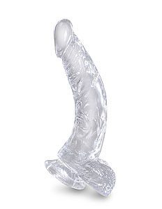 Clear curved dildo with balls Pipedream King Cock Clear 7.5" (19 cm)