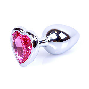 Boss Series Jewellery Silver Heart Plug Pink 7 x 2.7 cm