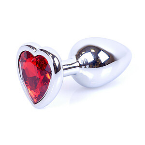 Boss Series Jewellery Silver Heart Plug Red 7 x 2.7 cm