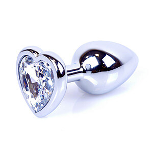 Boss Series Jewellery Silver Heart Plug Clear 7 x 2.7 cm