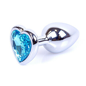 Boss Series Jewellery Silver Heart Plug Light Blue 7 x 2.7 cm