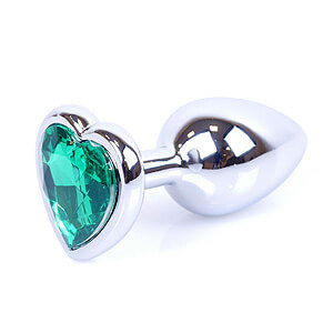 Boss Series Jewellery Silver Heart Plug Green 7 x 2.7 cm