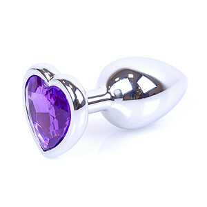 Boss Series Jewellery Silver Heart Plug Purple 7 x 2.7 cm